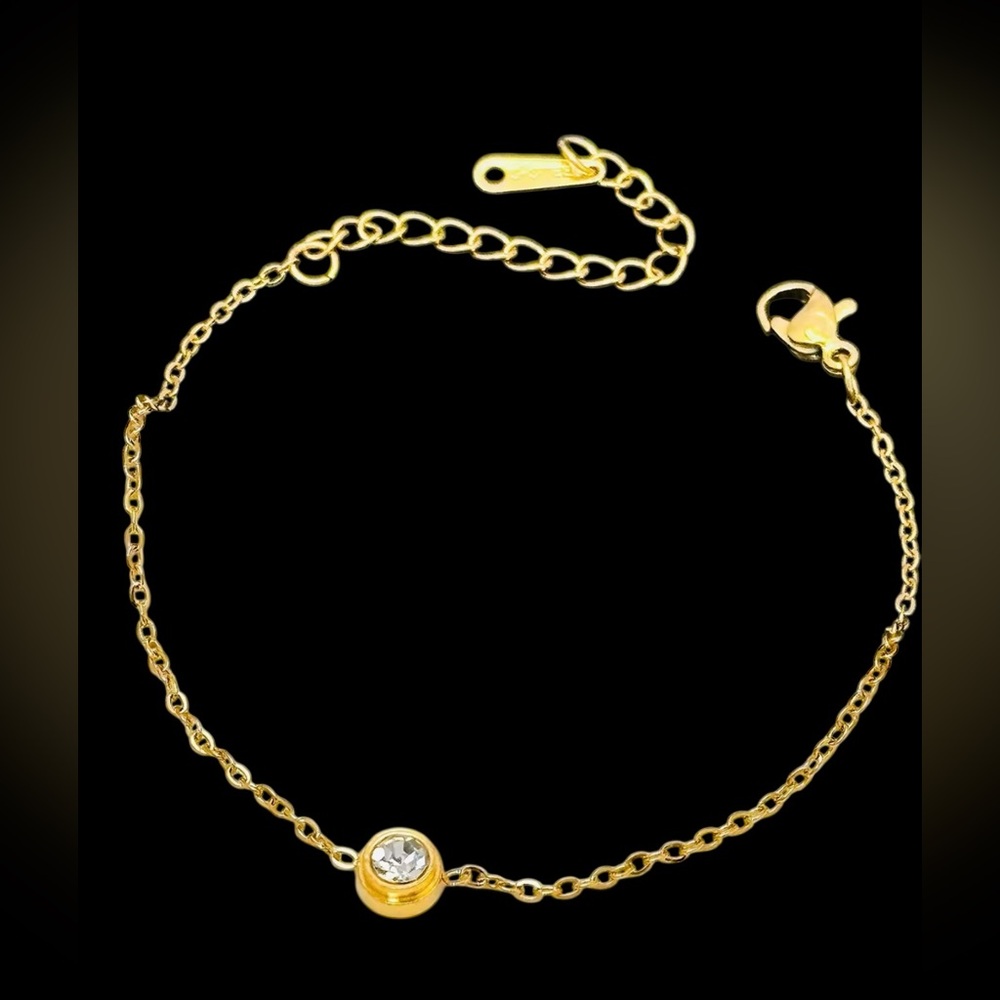 Gold Crystal Station Chain Bracelet by